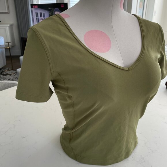 Lululemon Align SS Crop Nulu T Shirt Top Athletic Activewear Bronze Green Sz 8 - Picture 3 of 13